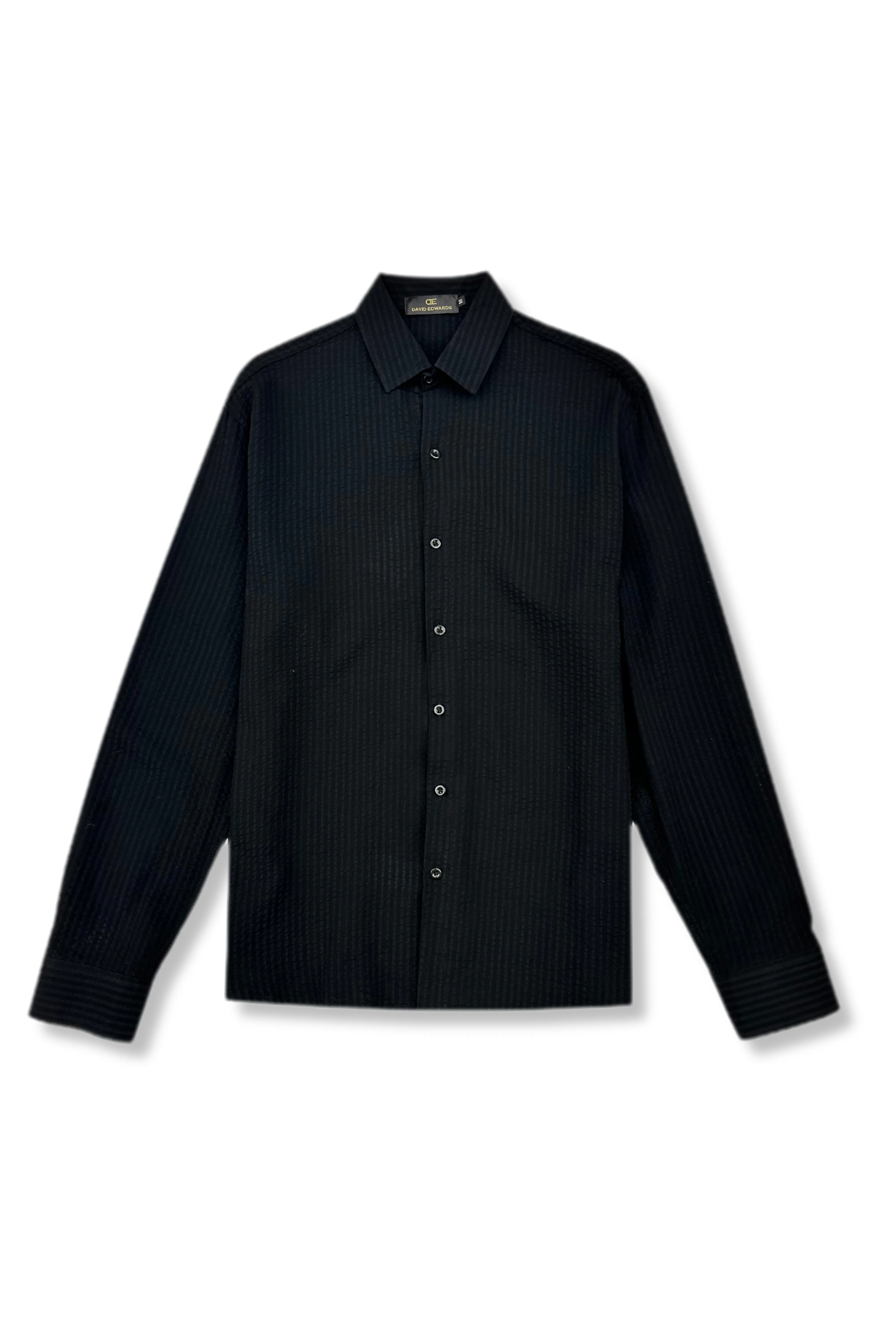 Bright Color NonIrritating Dash Seersucker Long Sleeve Button Up