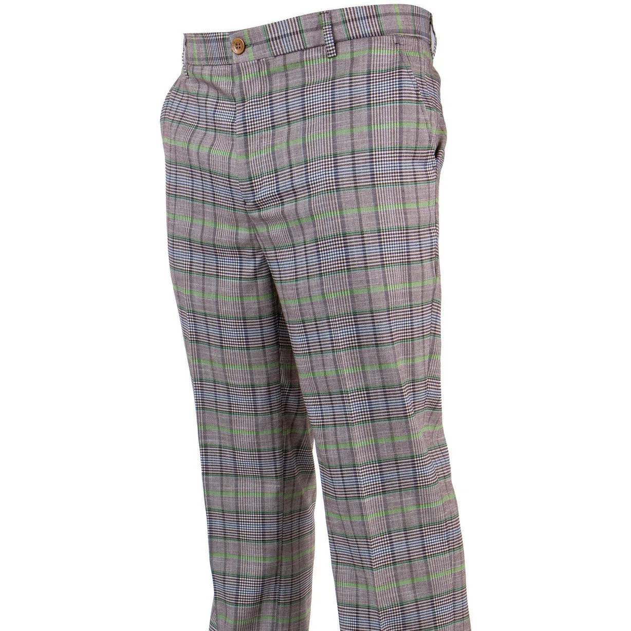 Tailored Silhouette Prestige Brown Blue Green Plaid Pants