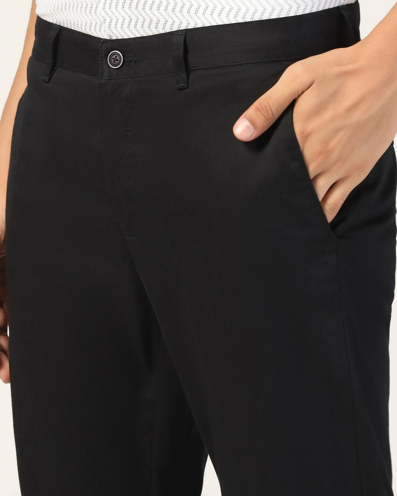 Casual Active Wear Essential Fit Slim Comfort B-95 Casual Black Solid Khakis - Marico