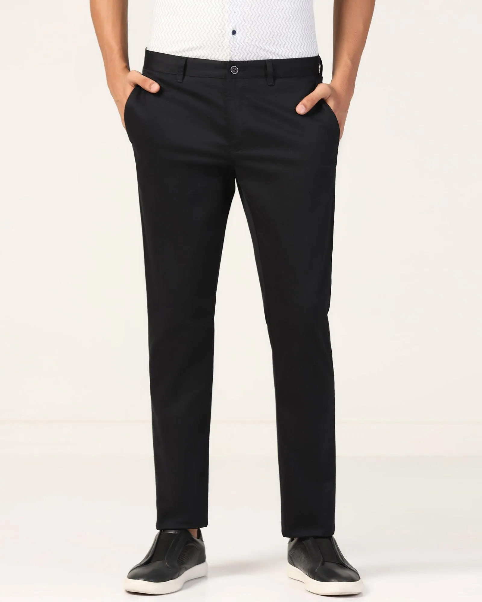Slim Comfort B-95 Casual Black Solid Khakis - Marico Movement Fit