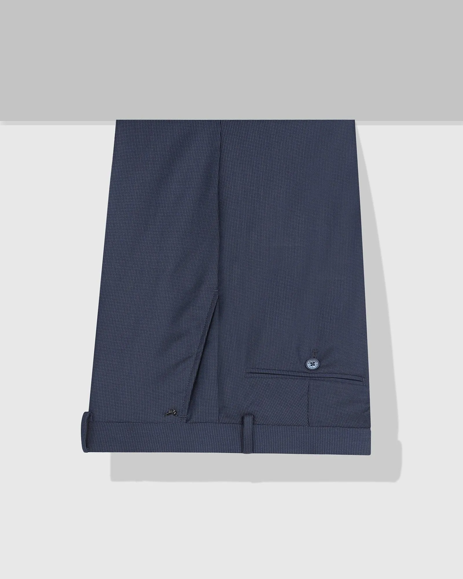 Urban Ready Slim Fit B-91 Formal Blue Textured Trouser - Steed