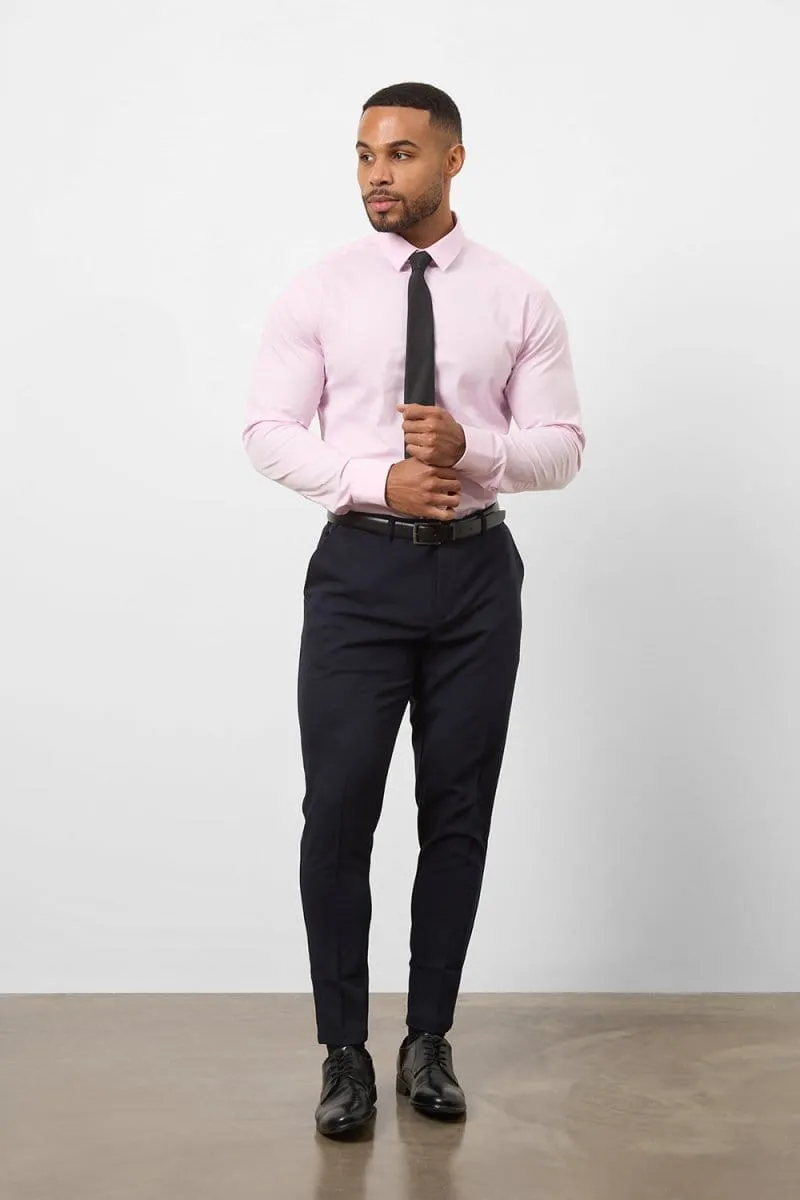 Minimalist Design Compact Fold Design Athletic Fit Dress Shirt in Pink