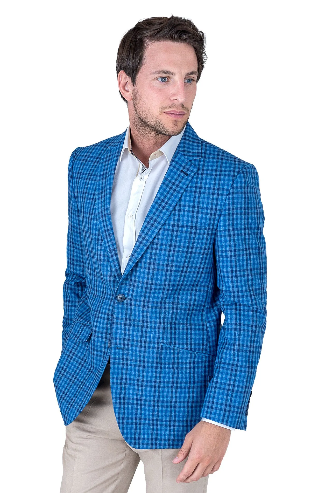 DARBY BLUE GINGHAM BLAZER Heavyweight Warmth