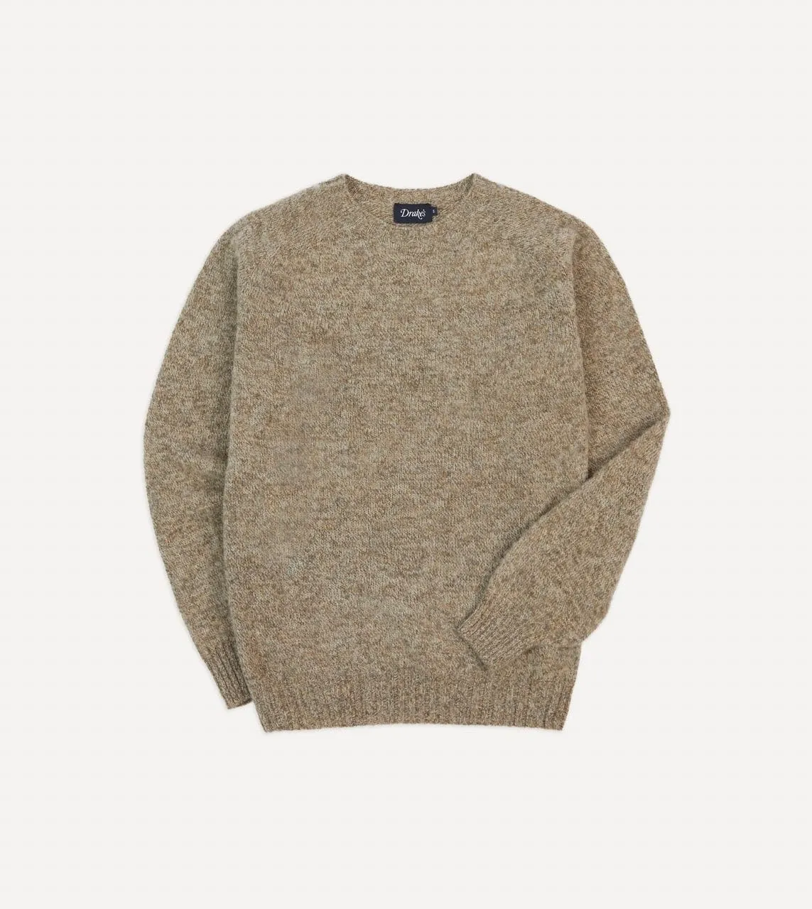 Camel Brushed Shetland Crew Neck Jumper Push Edge