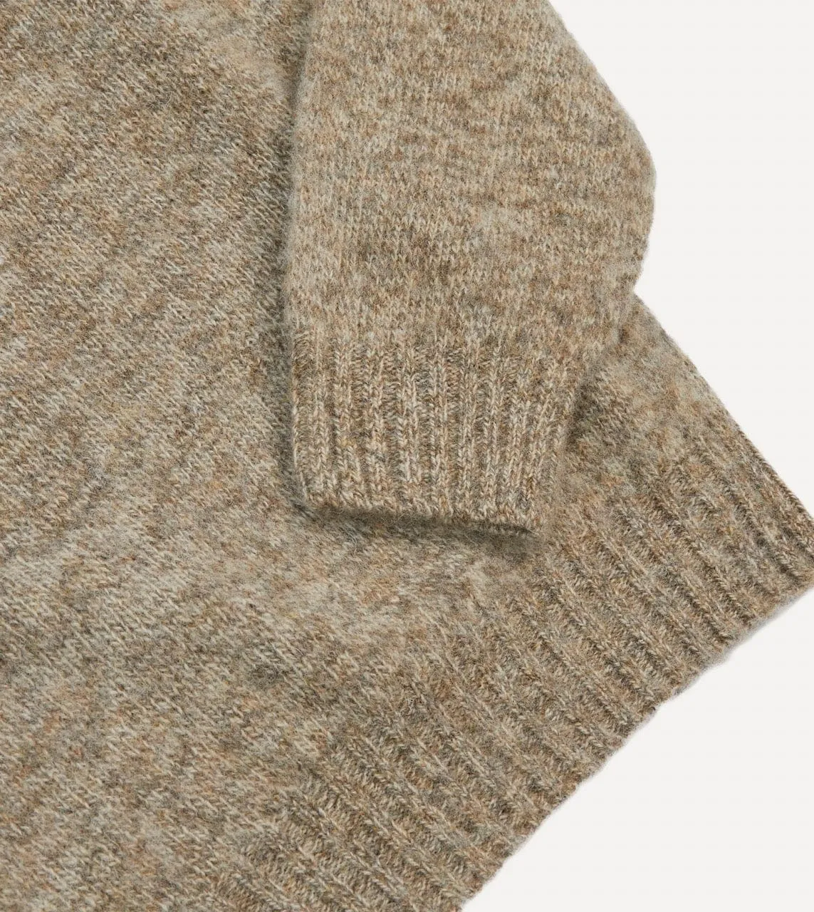 Layering Wear Camel Brushed Shetland Crew Neck Jumper