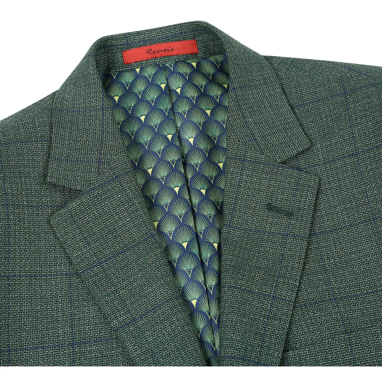 Three Layer Laminate Soft Touch Alessandro Vitello by Renoir New Slim Fit Green Blazer 294-36