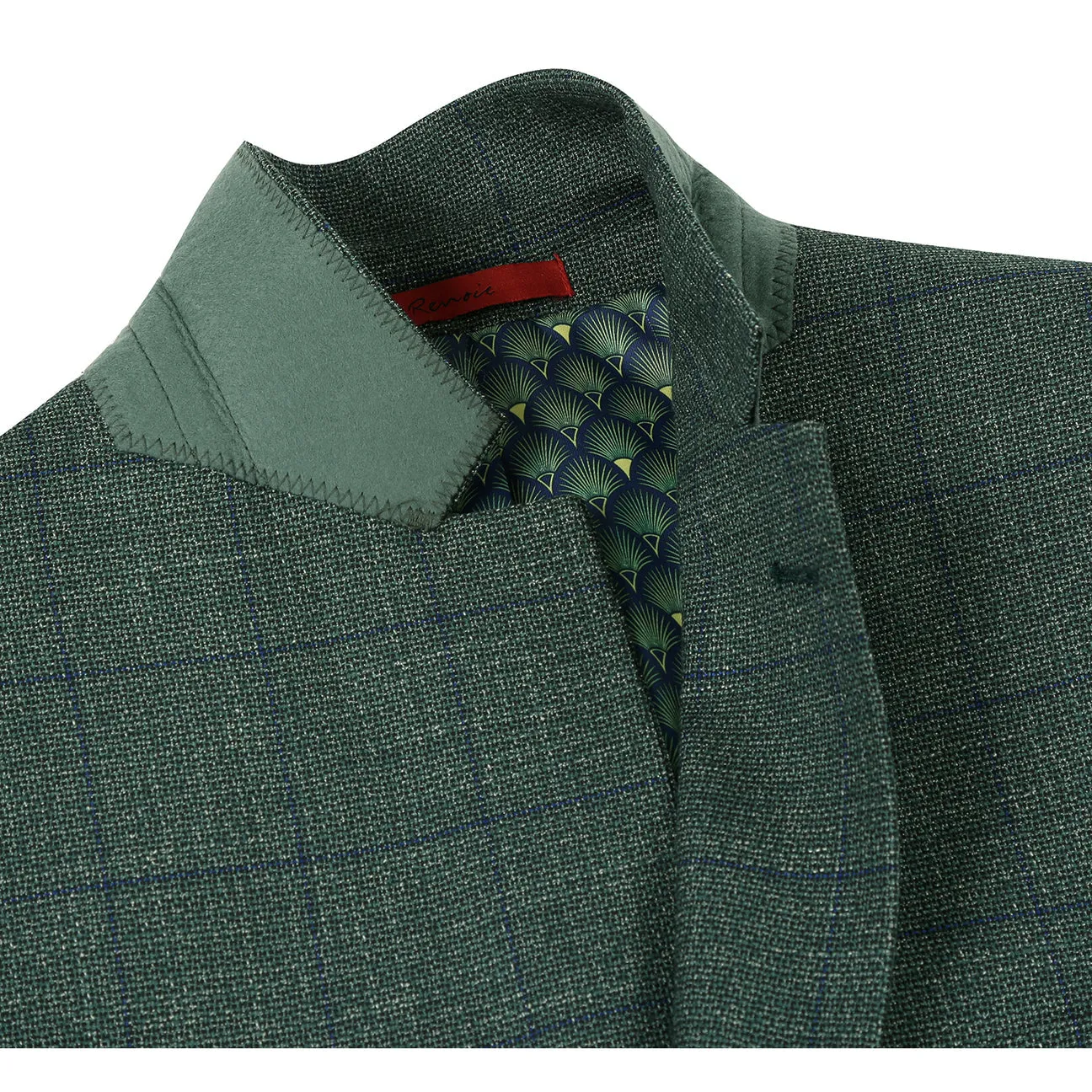 Quick Release Buckle Durable Water Repellent Alessandro Vitello by Renoir New Slim Fit Green Blazer 294-36