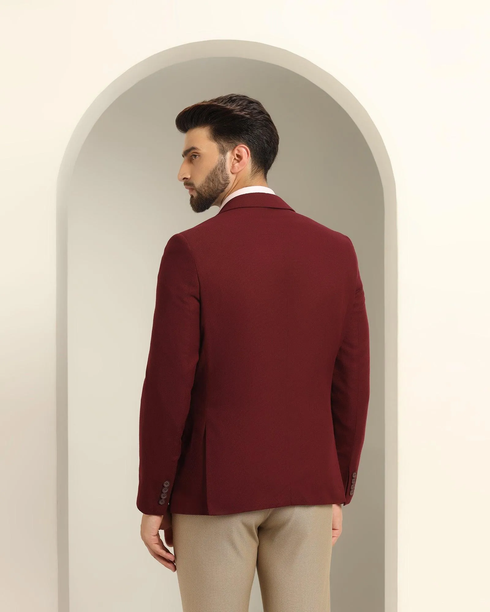 Formal Use snag resistant Formal Wine Textured Blazer - Sarwin