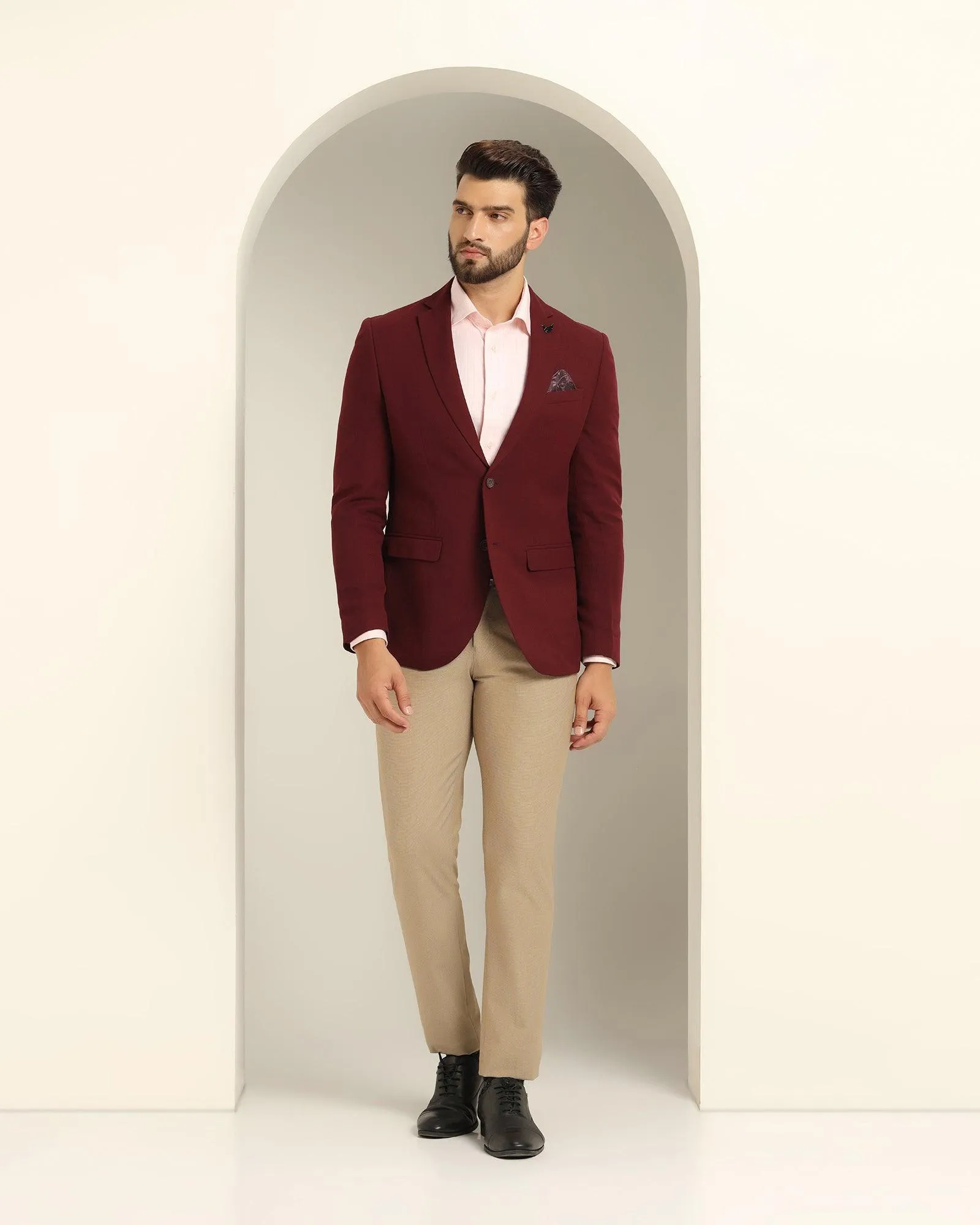 Eco Dye Process Formal Wine Textured Blazer - Sarwin