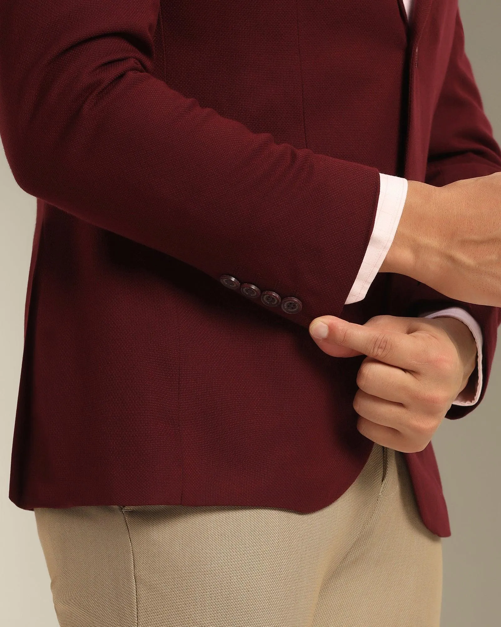 Formal Wine Textured Blazer - Sarwin Convertible styles