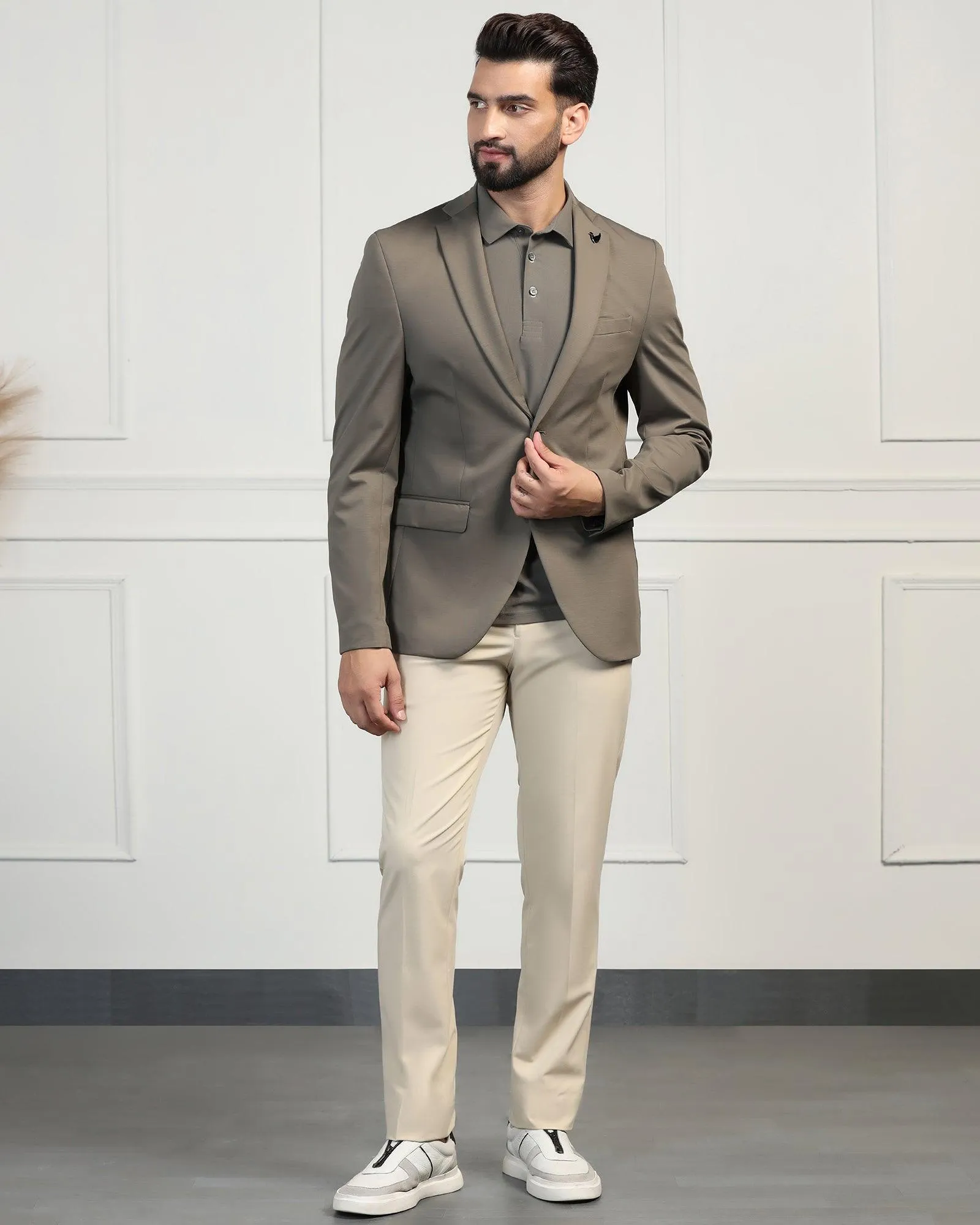 TechPro Formal Khaki Solid Blazer - Mustang Thick Fabric