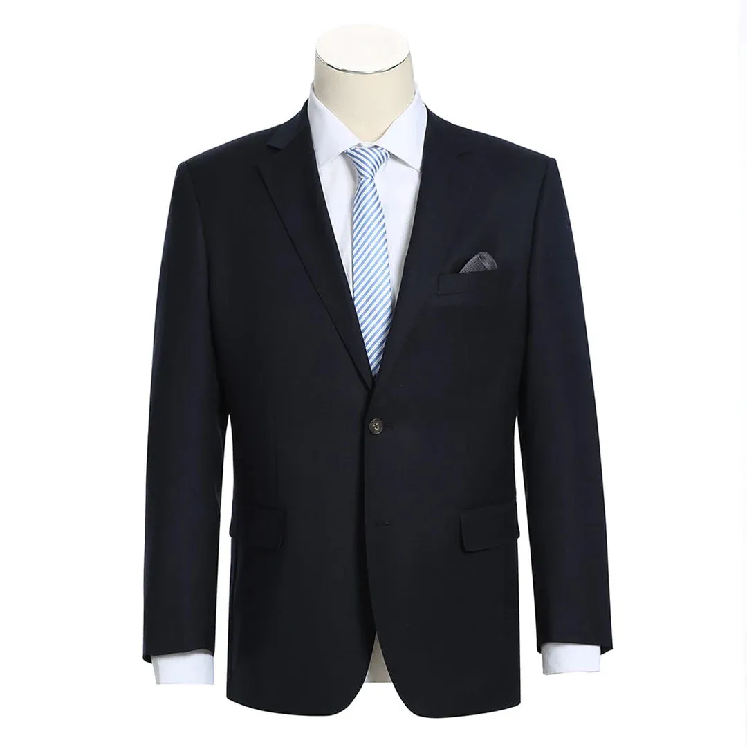 Renoir Notch Lapel Solid Sportcoat in Midnight Navy Drop Tail Hem Eco Certified Textile