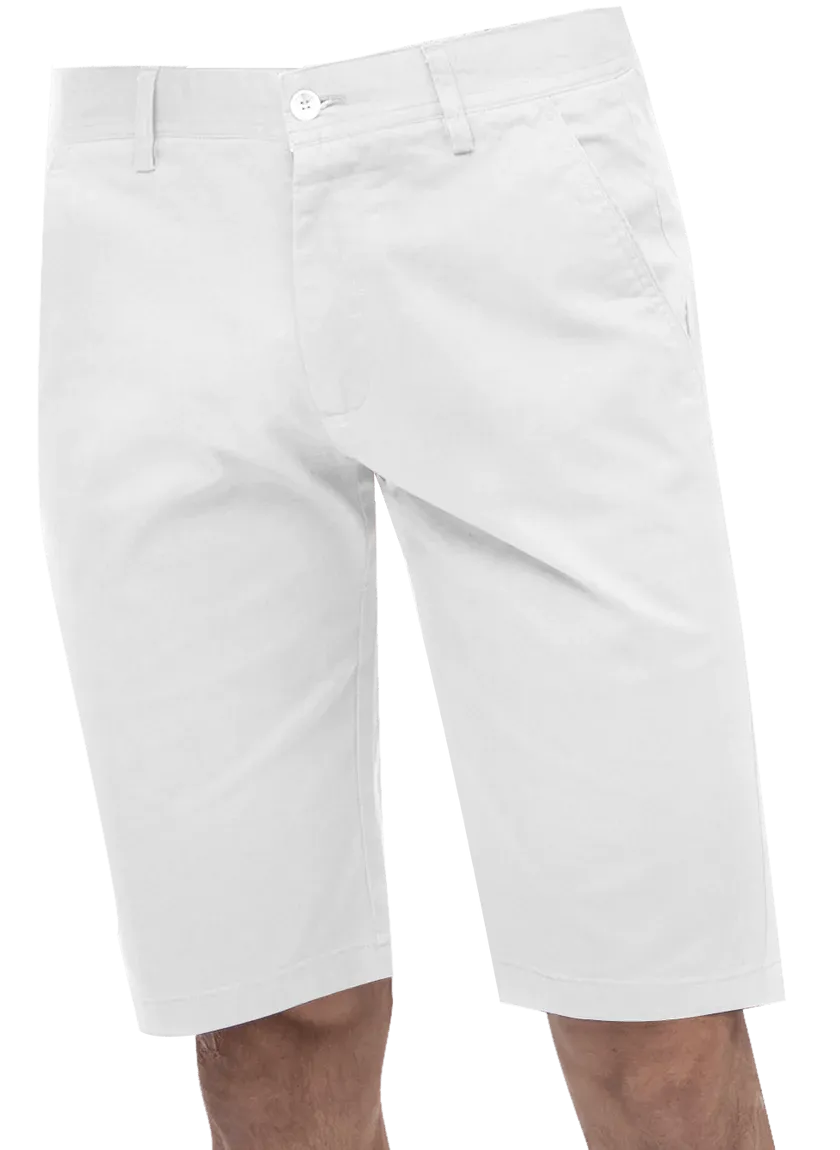 Sporty Comfort Wrinkle Resistant Treatment Kent & Park Mens Solid White Classic Fit Flat Front Shorts