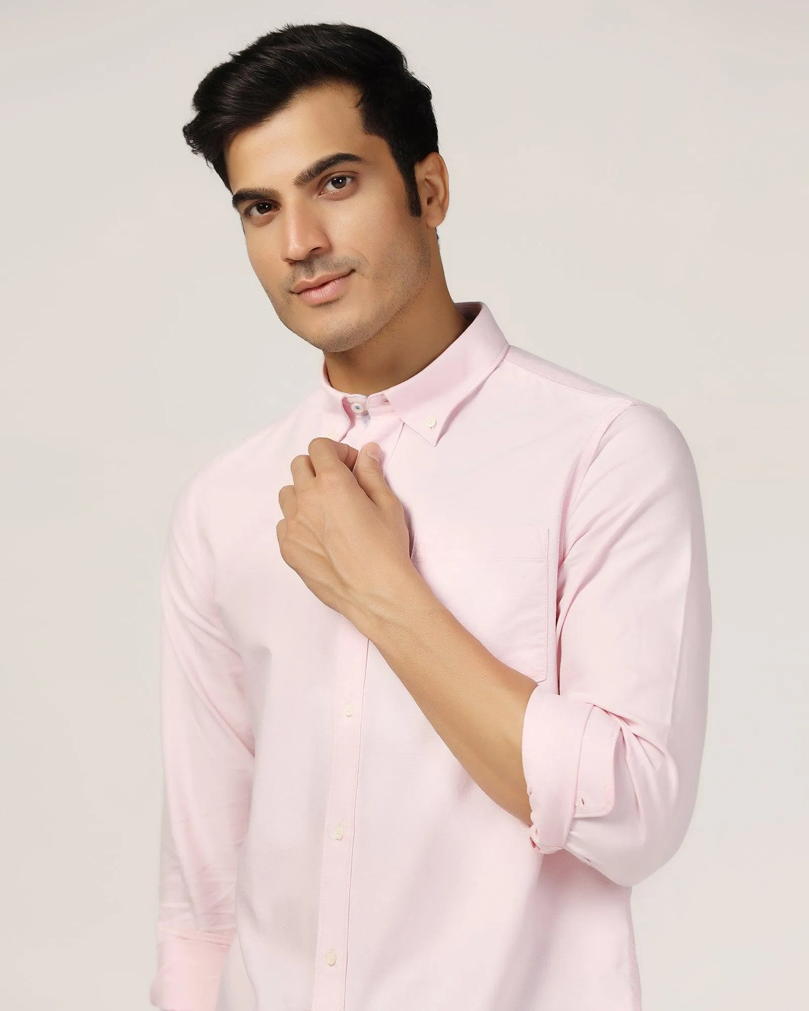 Casual Pink Solid Shirt - Molly Adjustable Cuff Closure Relaxed Vibe