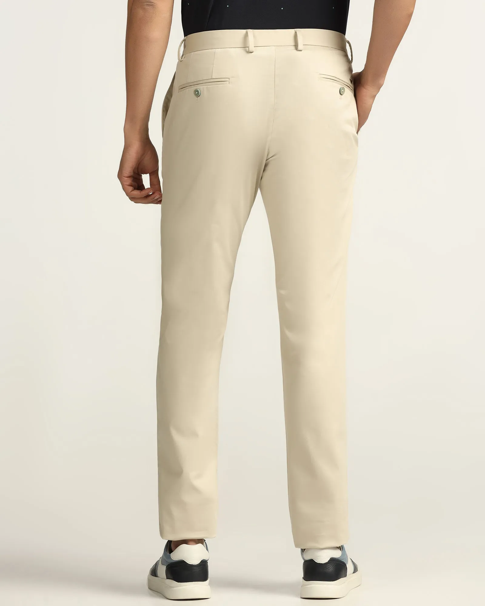 Temp Tech Slim Fit B-91 Casual Beige Solid Khakis - Peter Fitted Style Body Fit