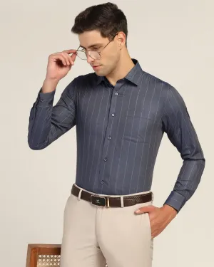 Moisture Management Tech Formal Navy Stripe Shirt - Orbit