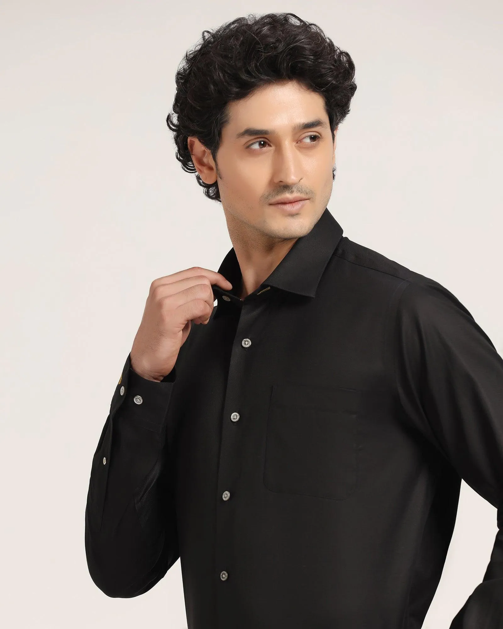 Luxe Formal Black Solid Shirt - Wonder Edgy style Durable Fabric