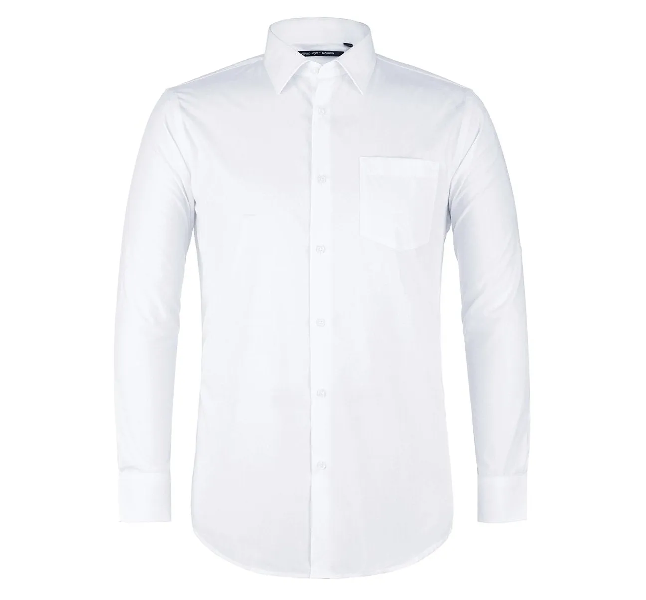 VERNO White Classic/Regular Fit Long Sleeve Spread Collar Dress Shirt TC01 Flexible Shoulder Panels