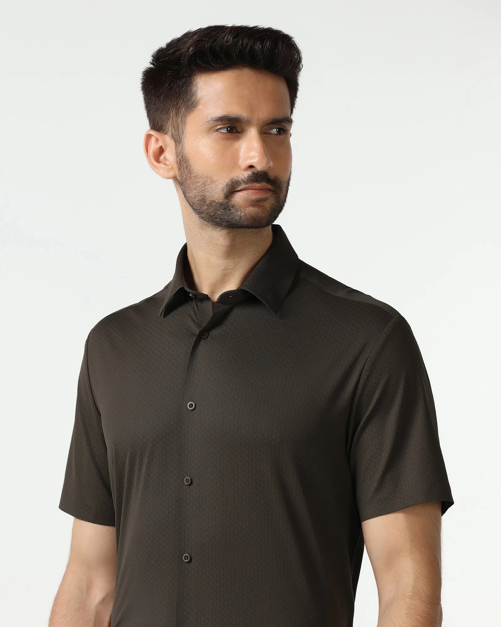 Mouse Half Sleeve Techpro Textured Shirt - Hurton Brushed Inner Lining Wardrobe Essential