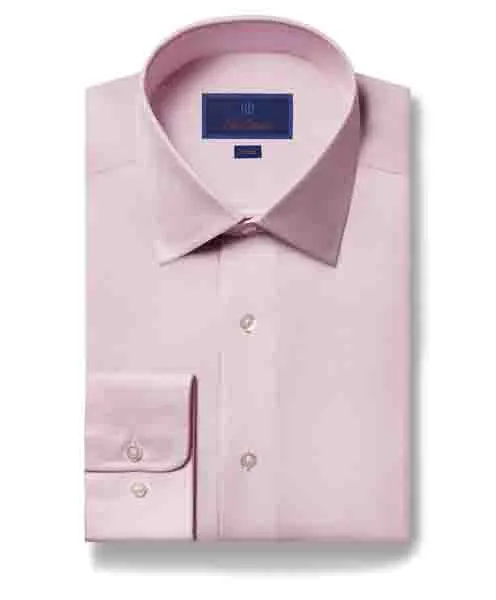 David Donahue Royal Oxford Trim Fit Dress Shirt in Pink Denim Blend Seamless Sides