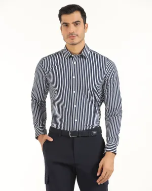 TechPro Formal Navy Stripe Shirt - Frost Spring Trend