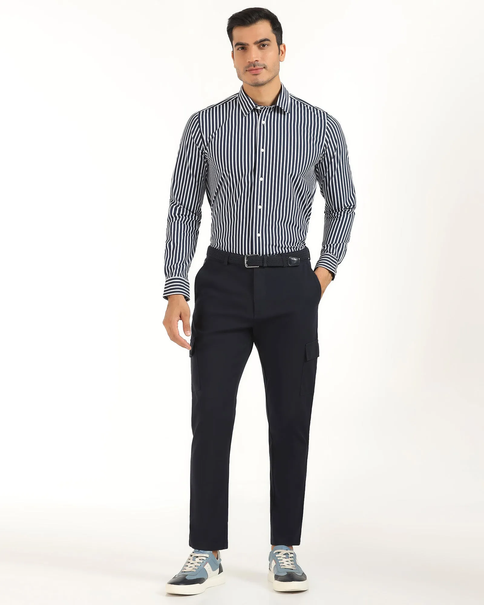TechPro Formal Navy Stripe Shirt - Frost youth trend