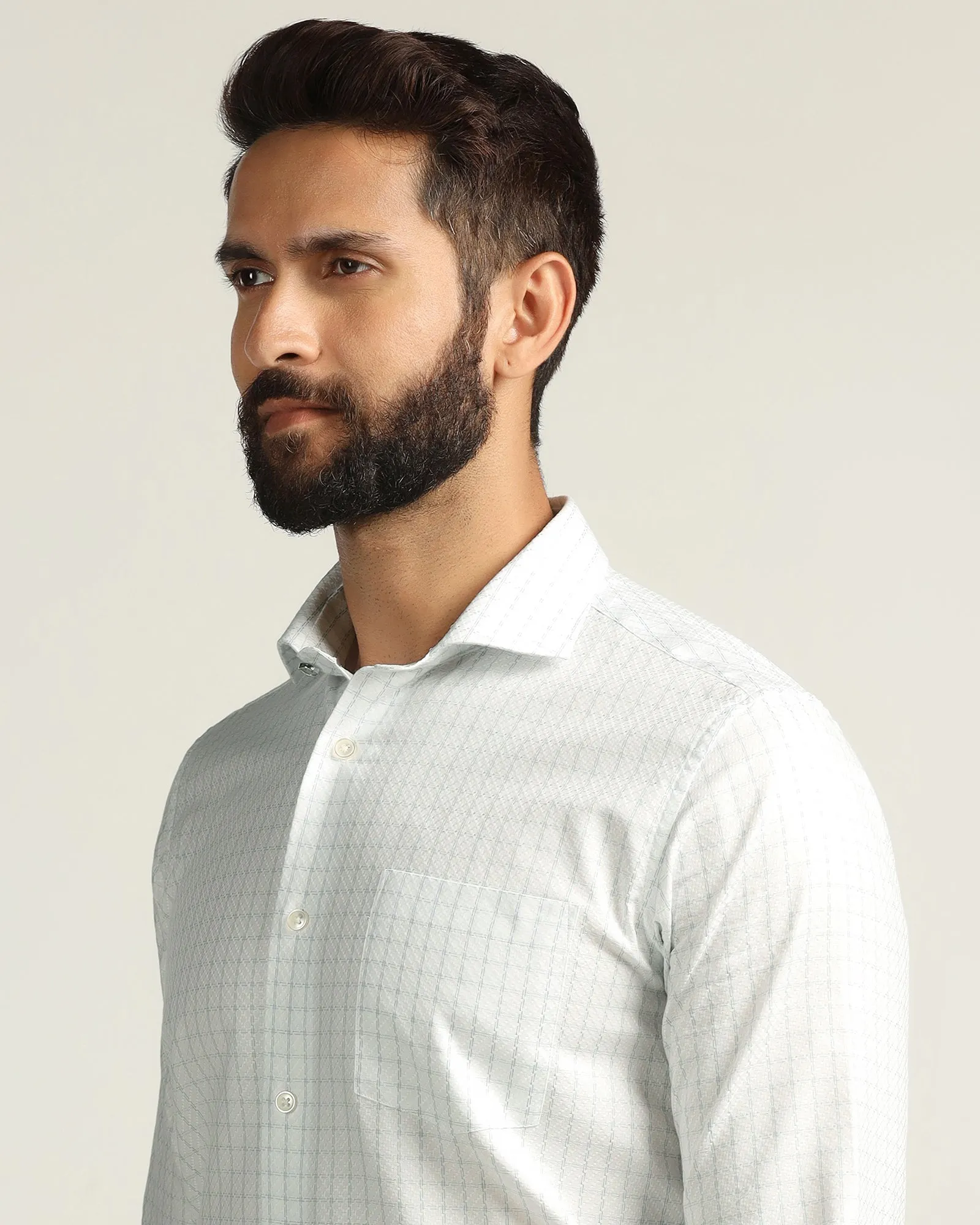 Formal White Check Shirt - Drone Beach Ready formal dinner