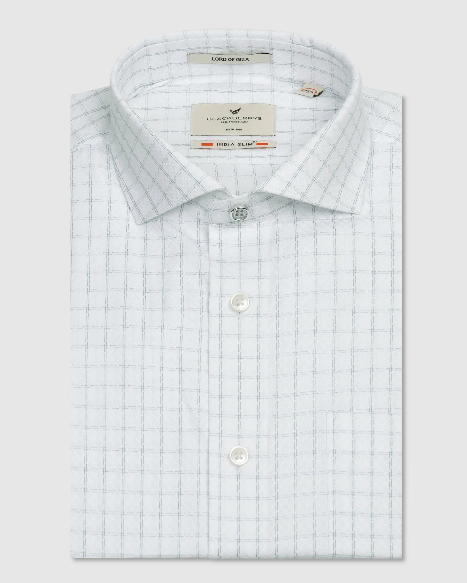 Formal White Check Shirt - Drone Neutral Tone Workwear Style