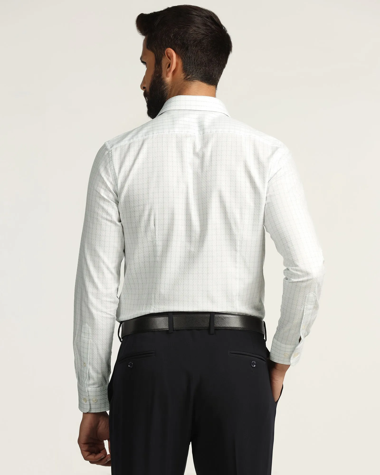 Formal White Check Shirt - Drone Matte Finish
