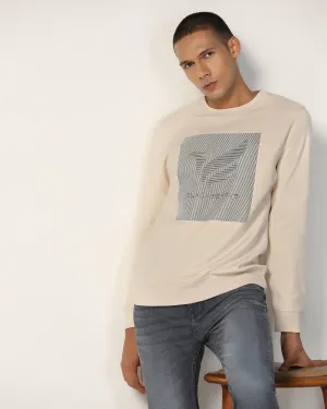 Spring Glow Simple Top Crew Neck Beige Solid Sweatshirt - Stroke