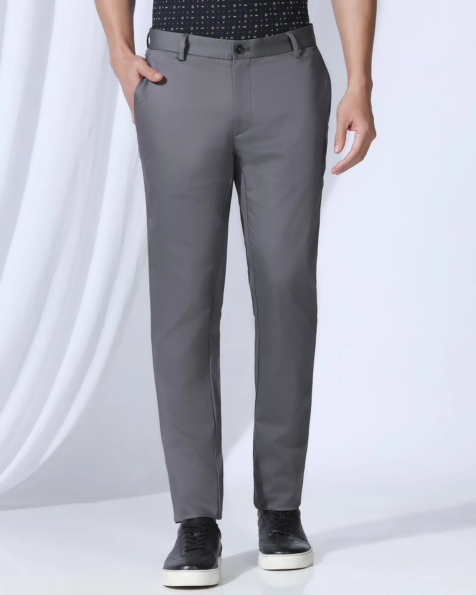 Temp Tech Slim Fit B-91 Casual Grey Solid Khakis - Peter Commuter Fit Outdoor activities