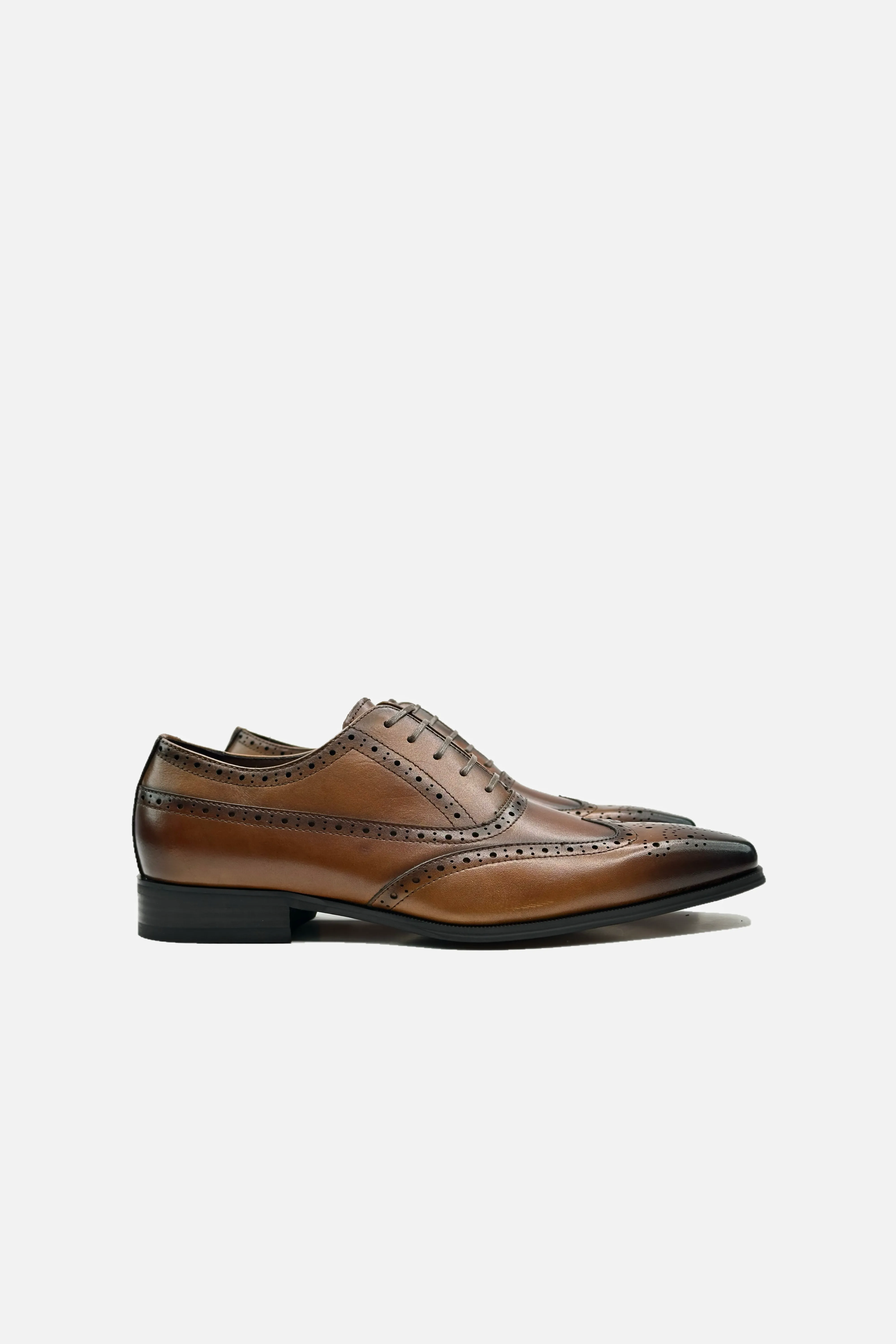 Stacked Leather Heel Long Days Hereford Wingtip Shoes