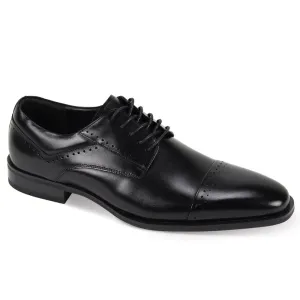 Artisan Collection: Black Lace-Up Shoes ?C Genuine Leather with Brogue Detailing Mono Style
