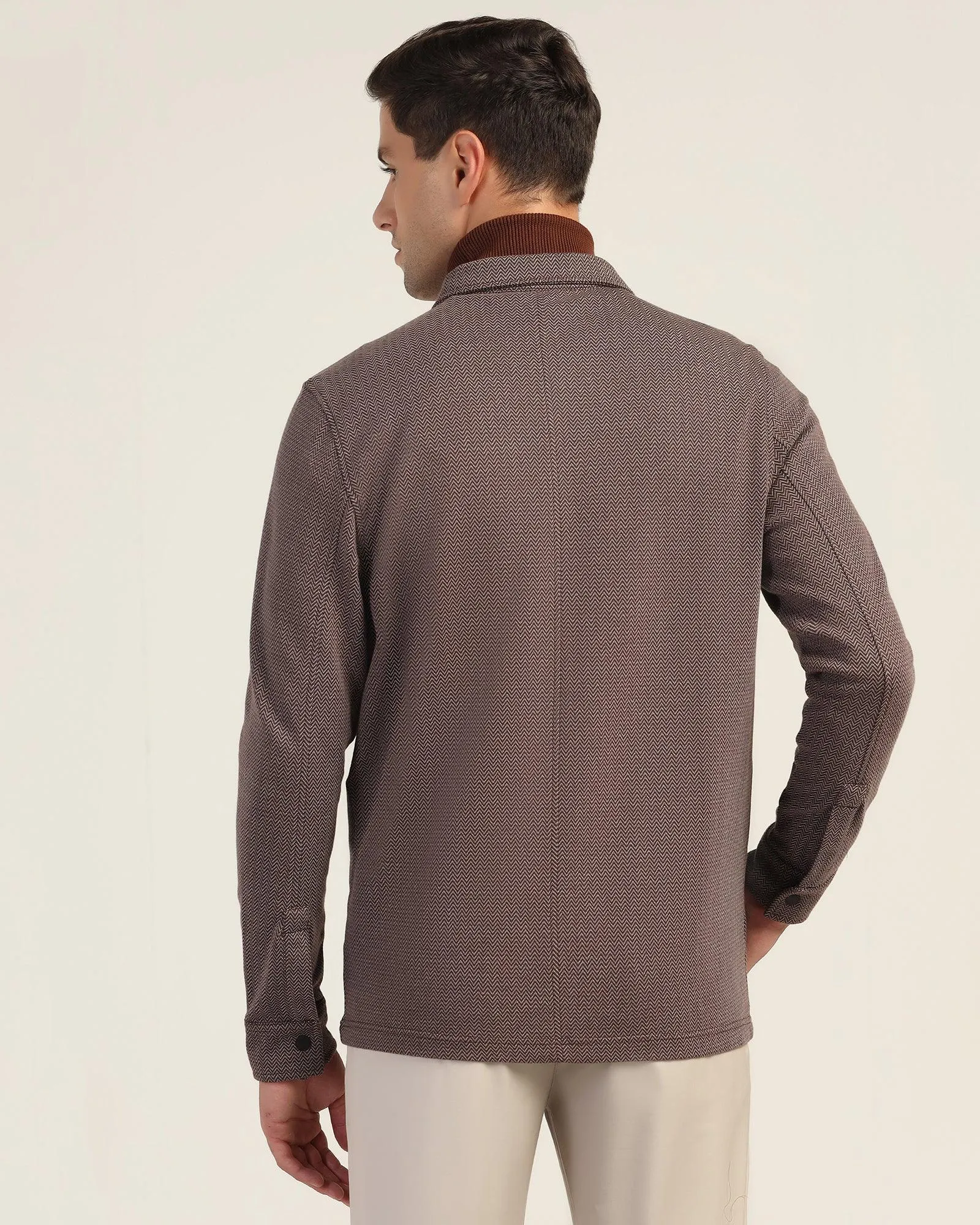 LayeredPanels Elegant Layer Polo Brown Structure Sweatshirt - Herring
