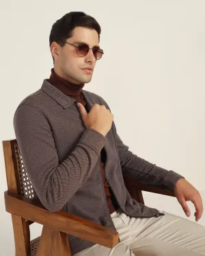 Warm Socks retro look Polo Brown Structure Sweatshirt - Herring