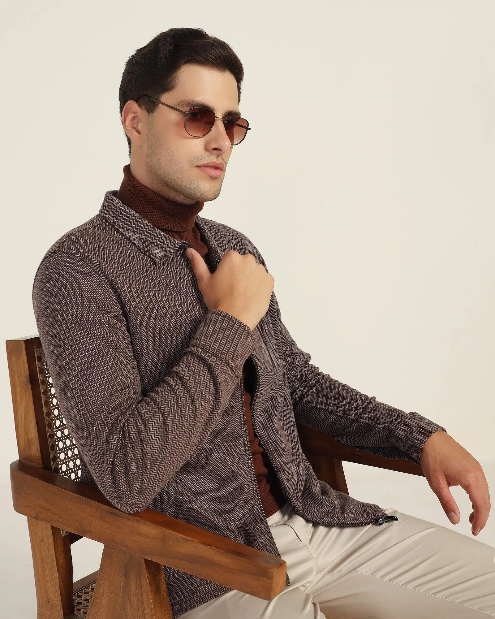 Warm Socks retro look Polo Brown Structure Sweatshirt - Herring