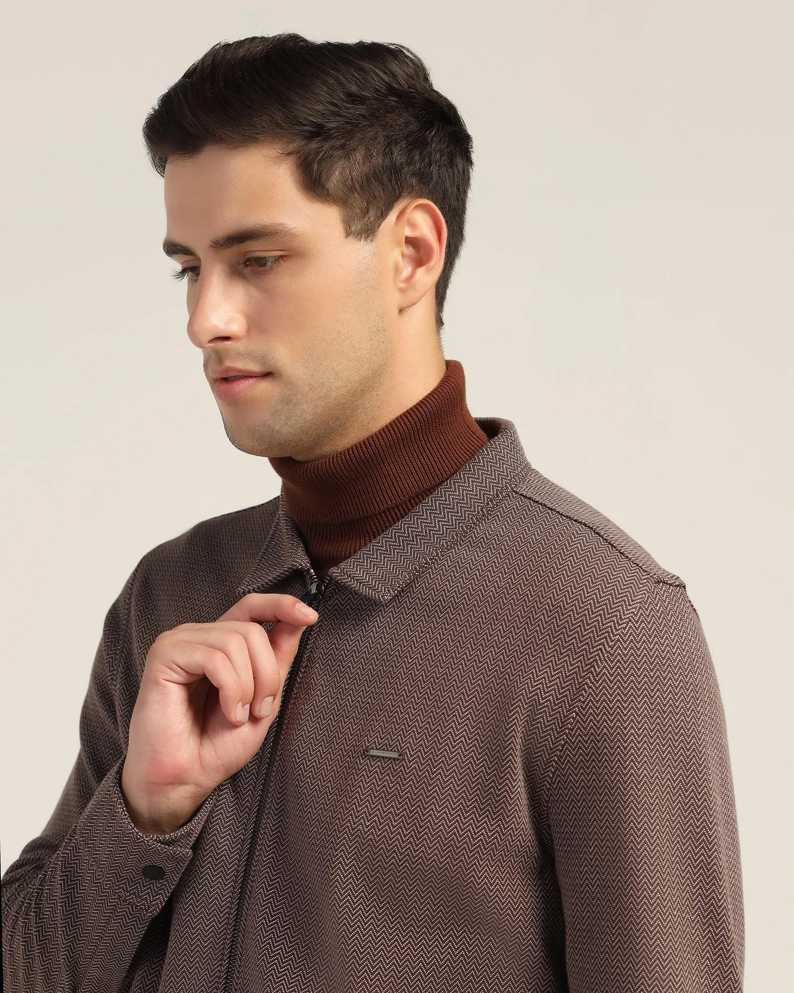 Polo Brown Structure Sweatshirt - Herring Stone Glow