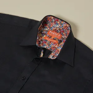 London Edge Inserch SS Linen Shirt SS717-00001 Black