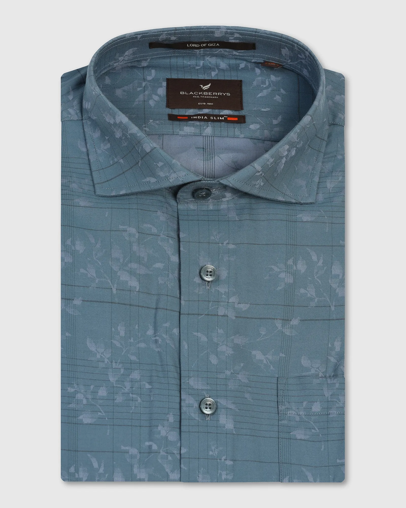 Lightweight Feel Formal Blue Jacquard Shirt - Switch