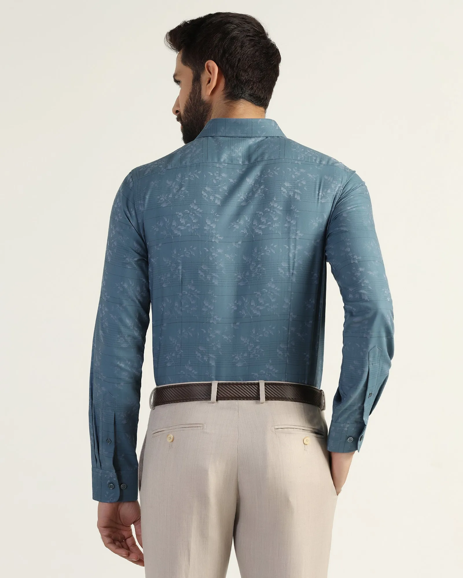 Formal Blue Jacquard Shirt - Switch Graphic Art