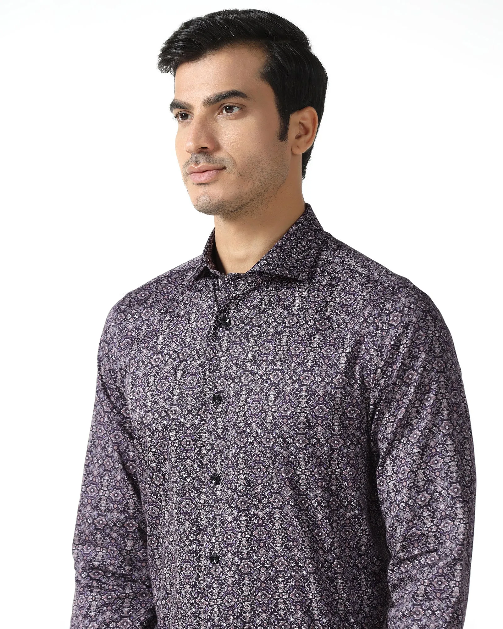 Plum Printed Shirt - Royce Timeless elegance