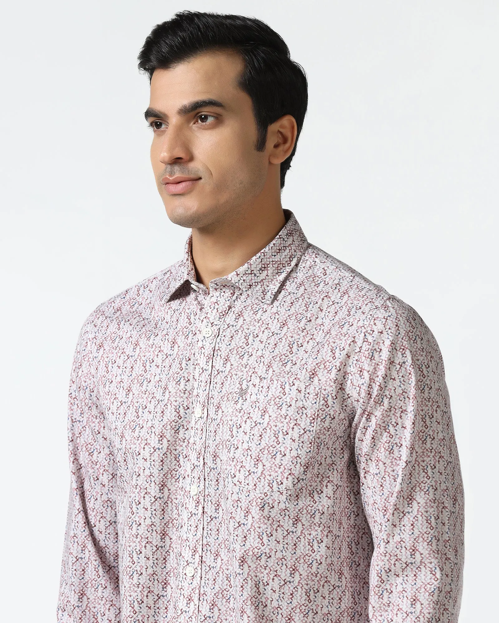 Rust Printed Shirt - Emeric Regular Fit