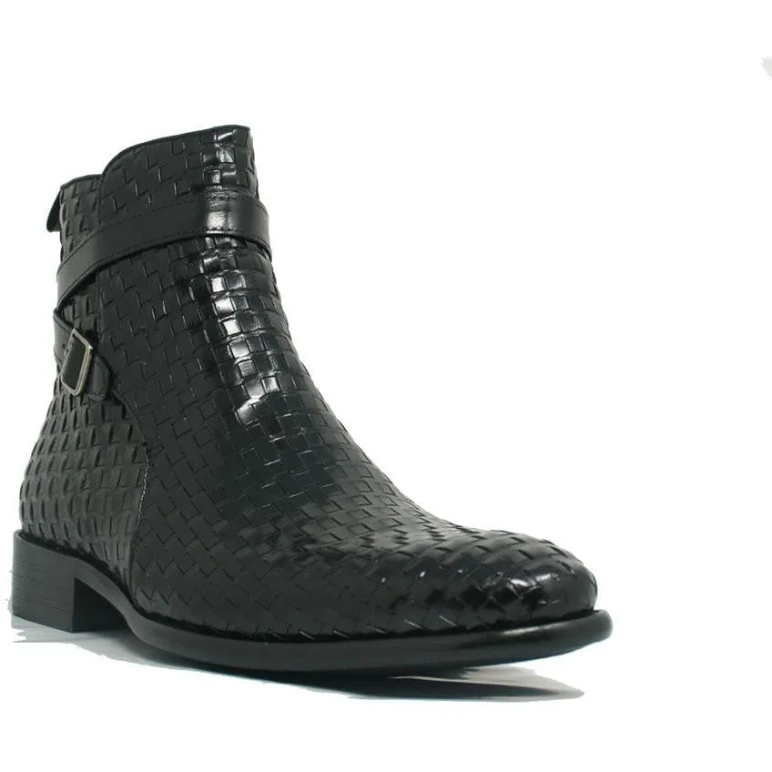 Well   Made Carrucci Black Basket Weave Buckle Boots