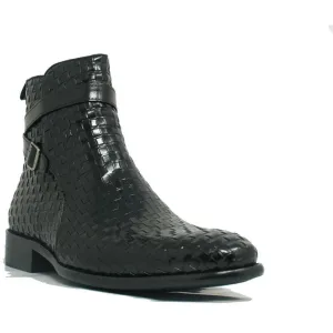 Well   Made Carrucci Black Basket Weave Buckle Boots