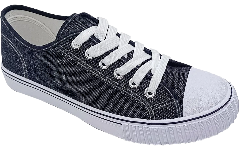 Black Denim Lace Up Classic Canvas Men's Shoes SP643 Functional Form