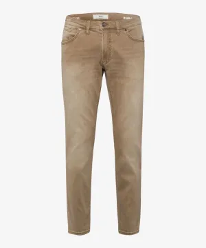Brax Chuck Hi-Flex Color 5 Pocket Pants in Dark Beige Used Neutral Tone