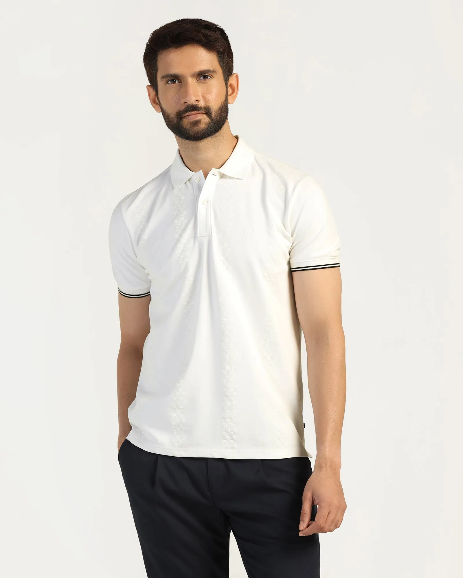 Polo White Printed T-Shirt - Eta Classic Collar