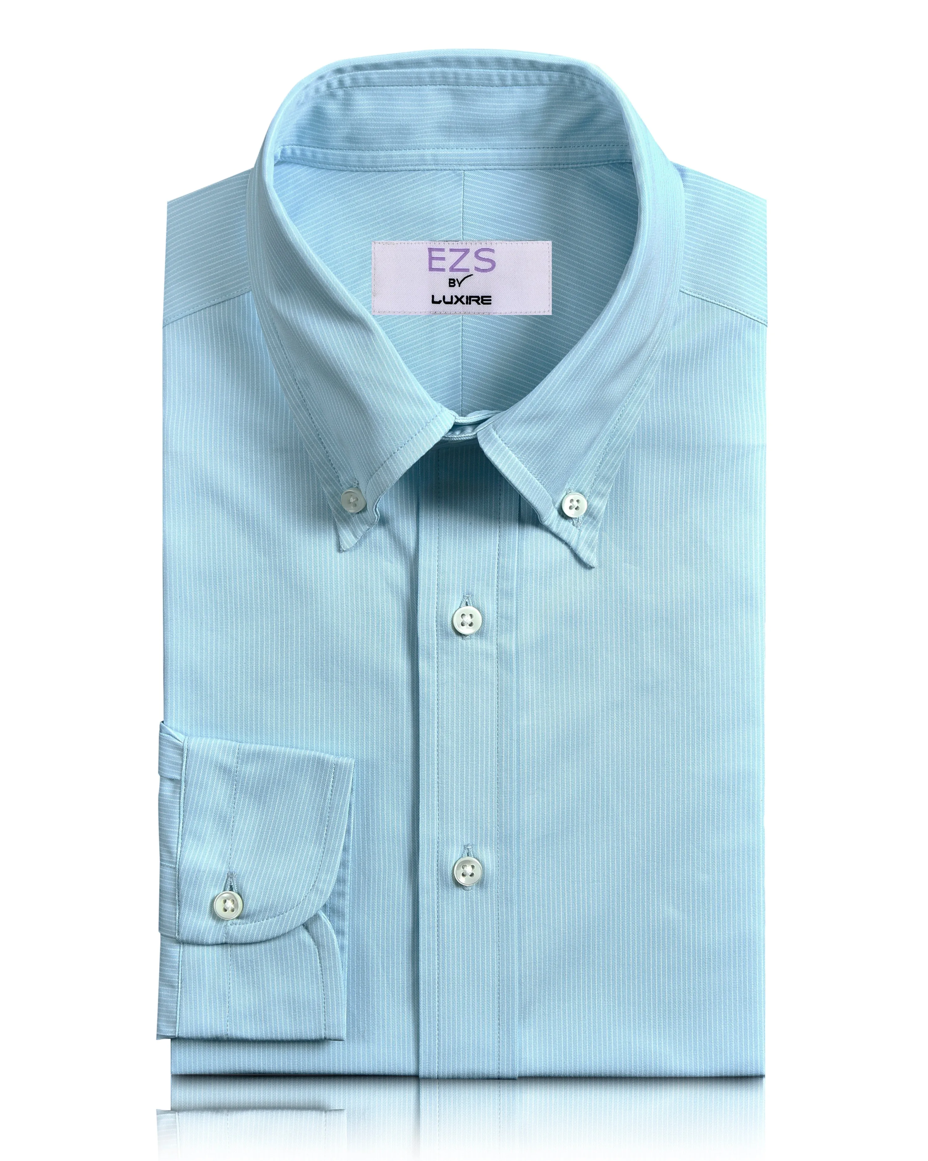 Snag Resistant Fabric EZS Aqua Blue Pencil Stripes Shirt
