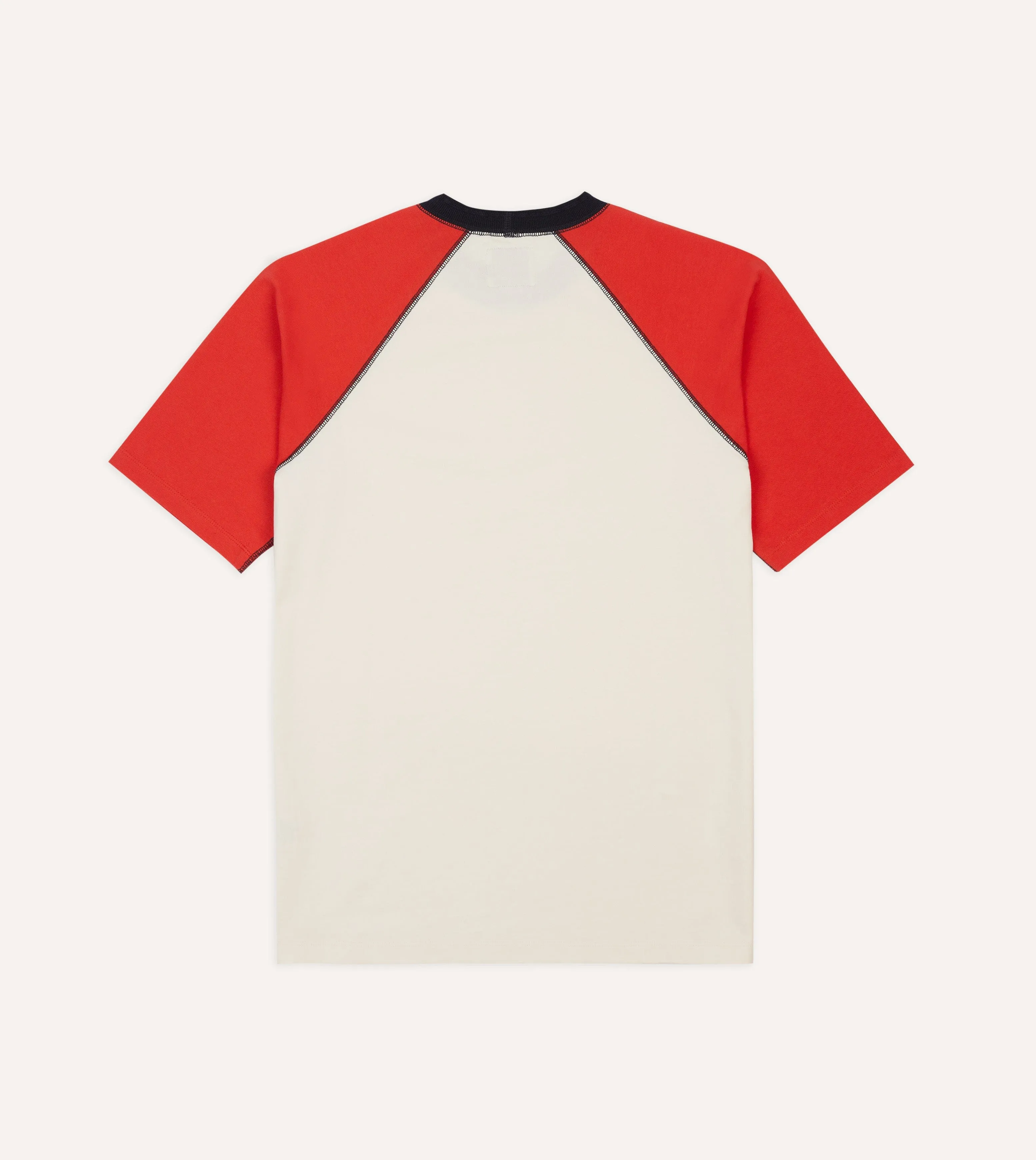 Chic Fit Ecru and Red Raglan Sleeve Hiking T-Shirt