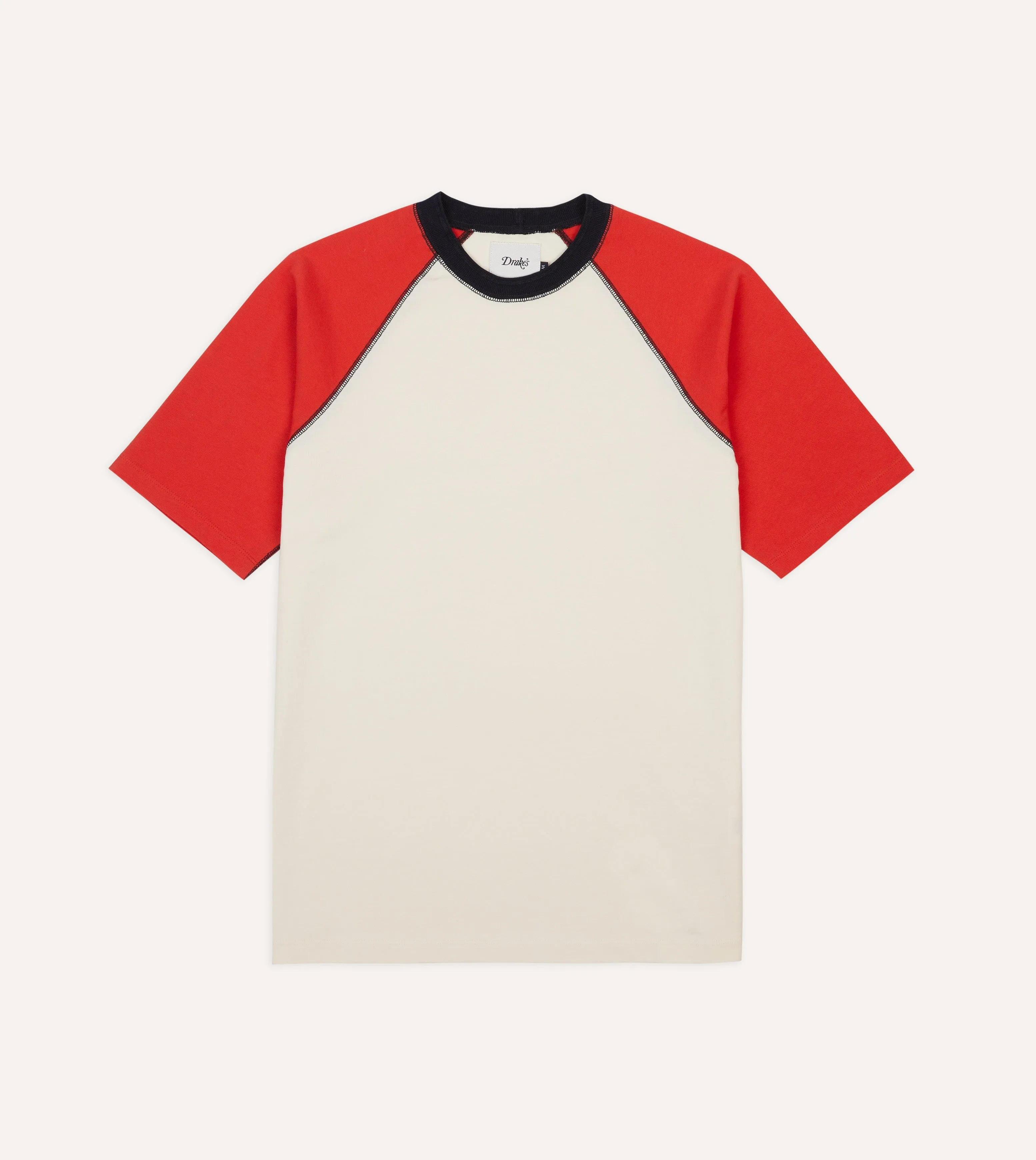 Ecru and Red Raglan Sleeve Hiking T-Shirt Non Irritating Seams